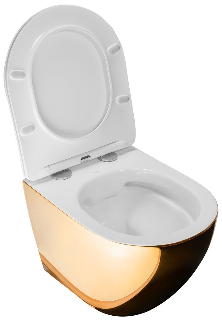 Seinapealne wc-pott Rea Carlo Flat Mini, Gold/White цена и информация | WС-potid | kaup24.ee