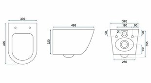 Подвесной унитаз Rea Carlo Mini Rimless Flat, Black Mat цена и информация | Унитазы | kaup24.ee