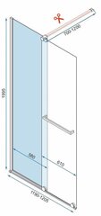 Lükatav dušisein Rea Cortis, 120 cm hind ja info | Dušikabiinide uksed ja seinad | kaup24.ee
