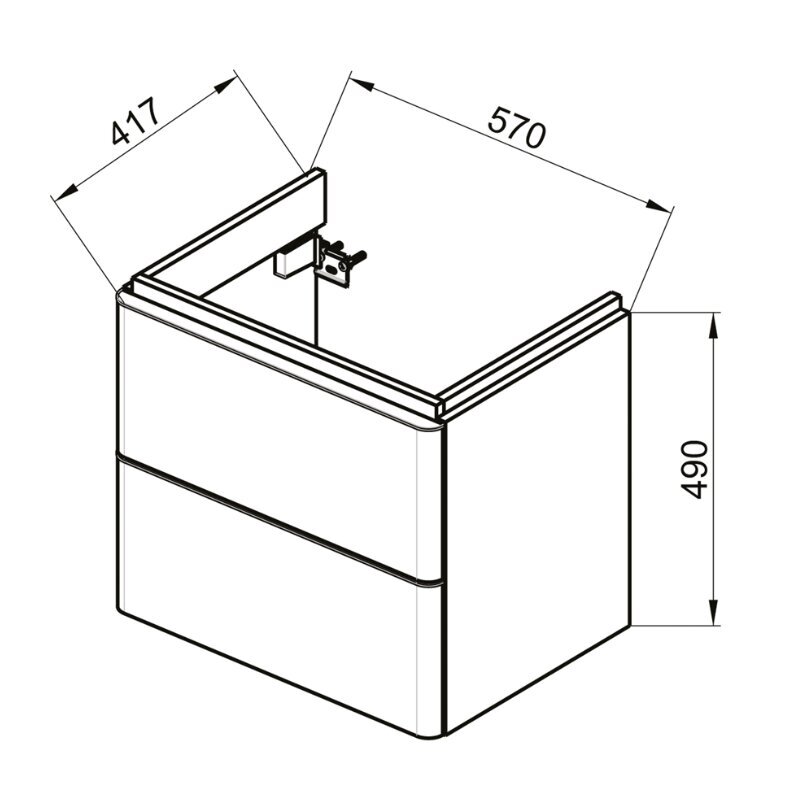 Vannitoakapp Ideal Standard Adapto 57 koos valamuga, ilma kraaniavata, hall цена и информация | Vannitoakapid | kaup24.ee