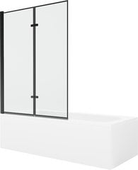 Vann Mexen Vega koos viimistluse ja klaasist seinaga, 180x80 cm + 120 cm (II), White+Black frame hind ja info | Vannid | kaup24.ee