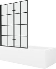 Vann Mexen Vega koos viimistluse ja klaasist seinaga, 150x70 cm + 120 cm (II), White+Black grid hind ja info | Vannid | kaup24.ee