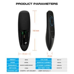 CP G10BTS Универсальный Smart TV / ПК Air Mouse - Беспроводной Bluetooth / ИК пульт дистанционного управления и гироскоп Черный цена и информация | Аксессуары для Smart TV | kaup24.ee