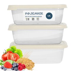 Toiduainete säilitamise konteineri komplekt xl 1200ml цена и информация | Посуда для хранения еды | kaup24.ee