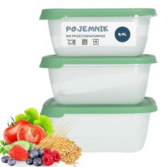 Komplekt 3 toidu säilitusmahutit 900ml heleroheline цена и информация | Посуда для хранения еды | kaup24.ee