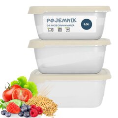 3x 500ml toidu säilitusmahutite komplekt цена и информация | Посуда для хранения еды | kaup24.ee