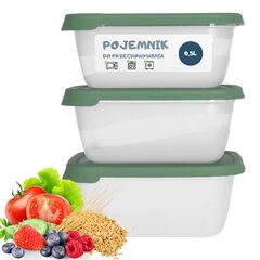 3x 500ml toidu säilitusmahutite komplekt цена и информация | Посуда для хранения еды | kaup24.ee