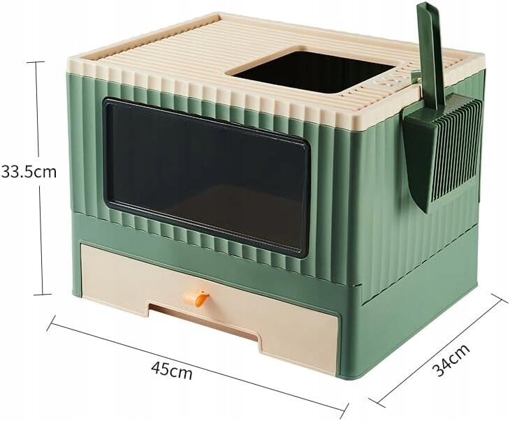 Kassitualett kaanega Emes, 45x34x33,5 cm, roheline hind ja info | Liivakastid kassidele | kaup24.ee