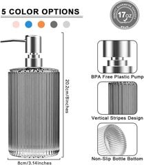 Стеклянный дозатор мыла, 3 шт, 500 мл. (серый) цена и информация | Аксессуары для ванной комнаты | kaup24.ee
