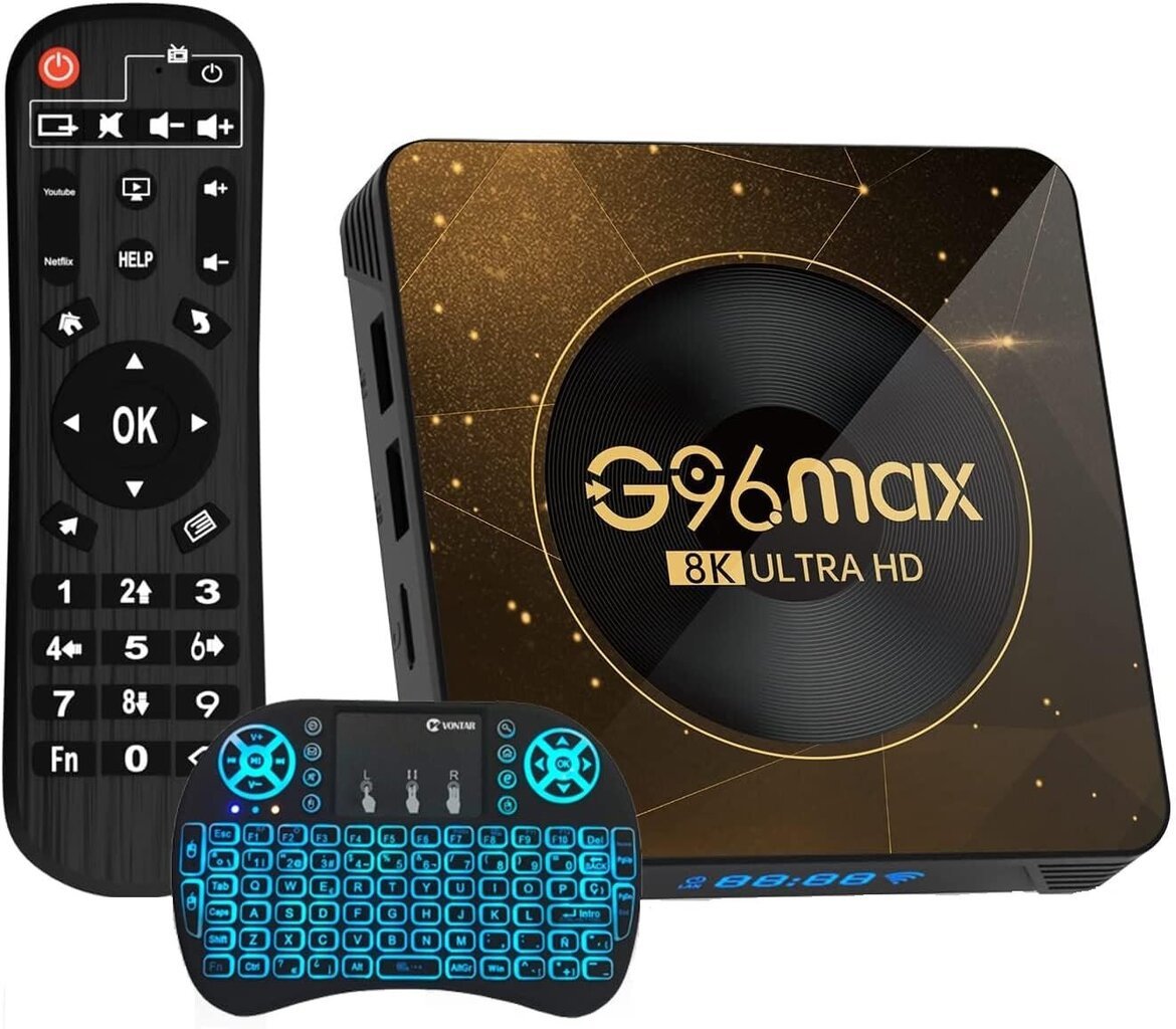 Farrot Smart TV Box G96 Max HD Android 13.0 digitaalse maapealse dekoodriga teleri vastuvõtja digiboks RK3528 neljatuumaline protsessor 2-16G meediapleieri tugi USB 3.0/3D/4K/8K + I8 juhtmevaba miniklaviatuuriga hind ja info | Meediamängijad ja tarvikud | kaup24.ee