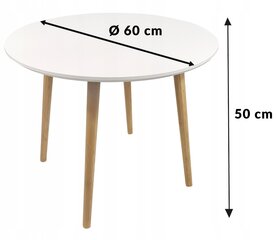 Ümmargune skandinaavia stiilis diivanilaud 60x50 cm valge цена и информация | Журнальные столики | kaup24.ee