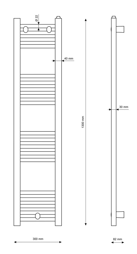 Granitan vannitoa radiaator 30x130cm Puerto цена и информация | Vannitoa radiaatorid ja käterätikuivatid | kaup24.ee