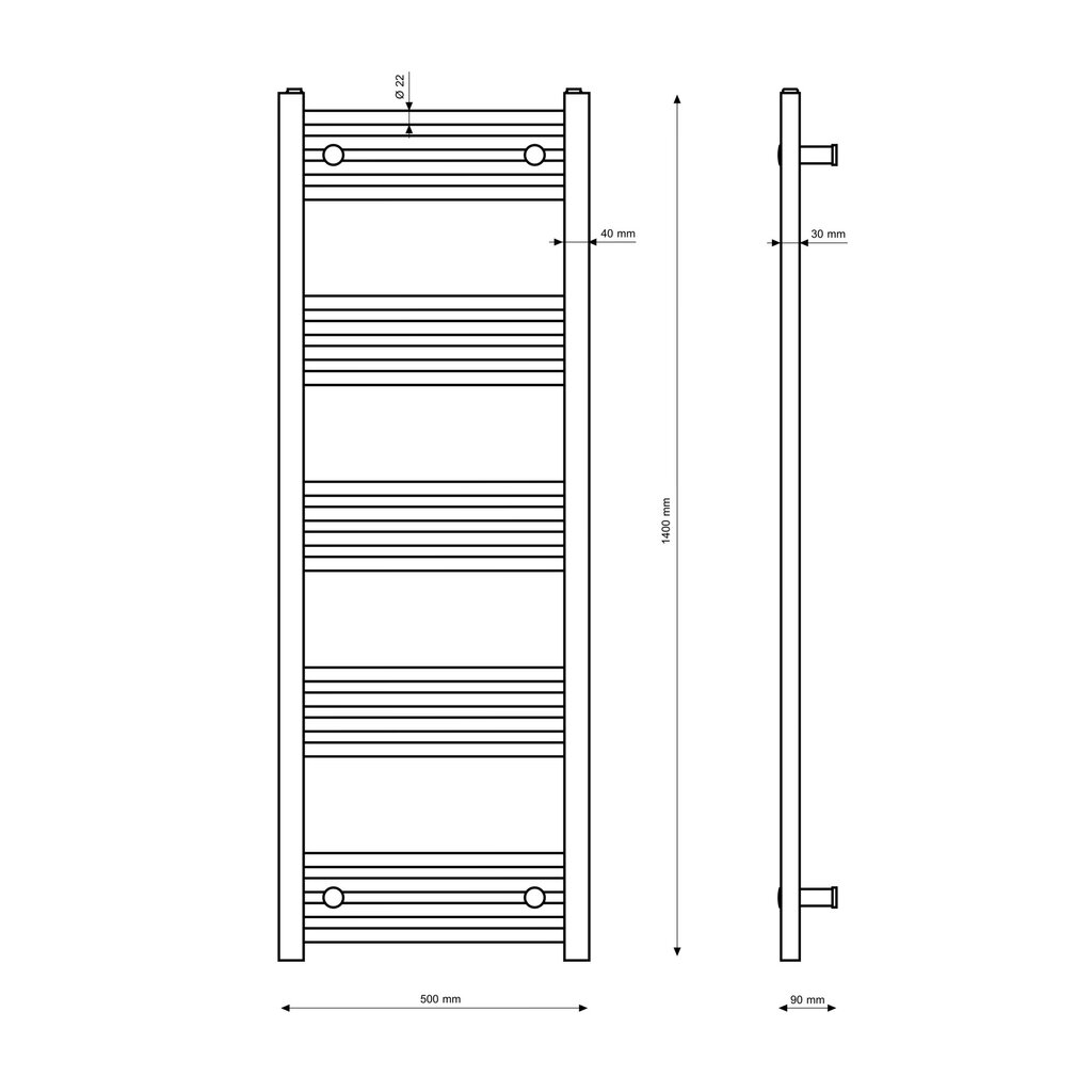 Granitan vannitoaradiaator 50x140cm Breno hind ja info | Vannitoa radiaatorid ja käterätikuivatid | kaup24.ee