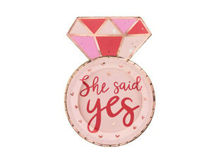 Pabertaldrikud She said yes, 6tk, 18x25,5cm hind ja info | Ühekordsed nõud | kaup24.ee