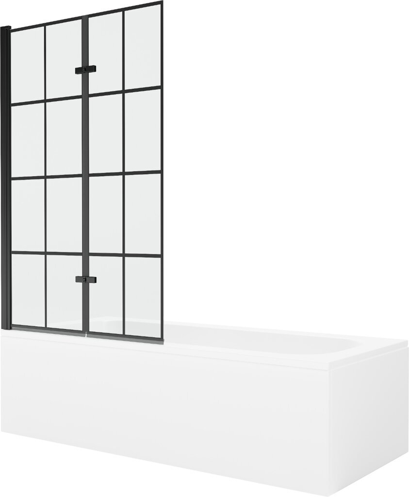 Vann Mexen Vega viimistluse ja klaasseinaga, 170x70 cm + 100 cm (II), White+Black grid цена и информация | Vannid | kaup24.ee