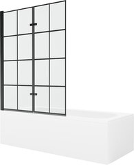 Vann Mexen Vega viimistluse ja klaasseinaga, 160x70 cm + 120 cm (II), White+Black grid hind ja info | Vannid | kaup24.ee