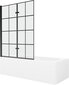 Vann Mexen Vega koos viimistluse ja klaasist seinaga, 180x80 cm + 120 cm (II), White+Black grid hind ja info | Vannid | kaup24.ee