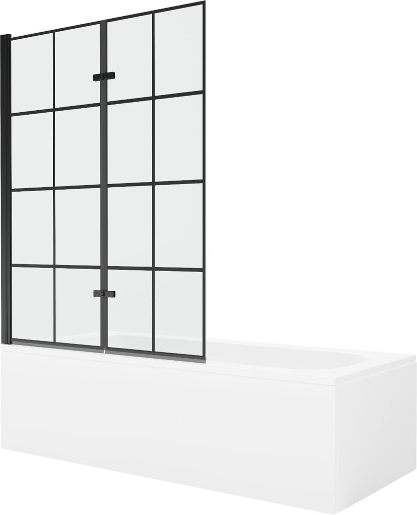 Vann Mexen Vega koos viimistluse ja klaasist seinaga, 170x70 cm + 120 cm (II), White+Black grid цена и информация | Vannid | kaup24.ee