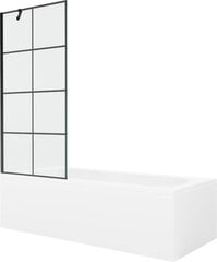 Vann Mexen Vega koos viimistluse ja klaasist seinaga, 180x80 cm + 80 cm, White+Black grid hind ja info | Vannid | kaup24.ee