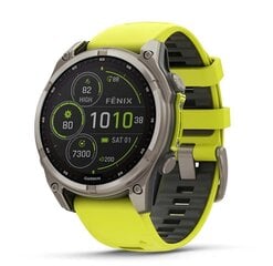 Garmin fēnix® 8 – 47mm Solar Sapphire titanium with an amp yellow/graphite silicone band hind ja info | Nutikellad (smartwatch) | kaup24.ee