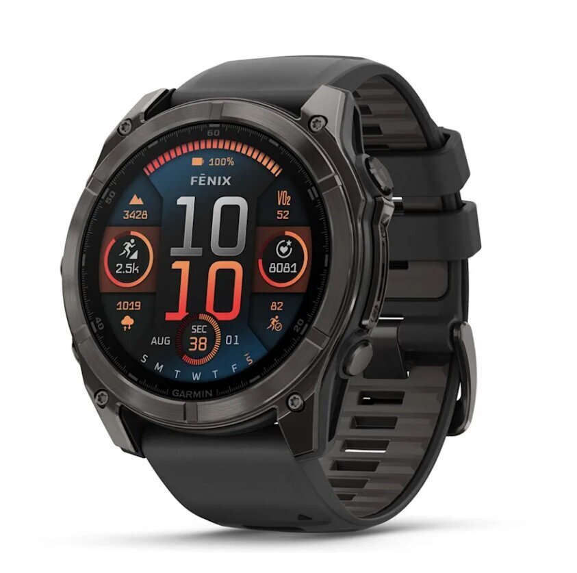 Garmin fēnix® 8 – 51mm AMOLED Sapphire Carbon grey DLC with Black/pebble grey silicone band цена и информация | Nutikellad (smartwatch) | kaup24.ee