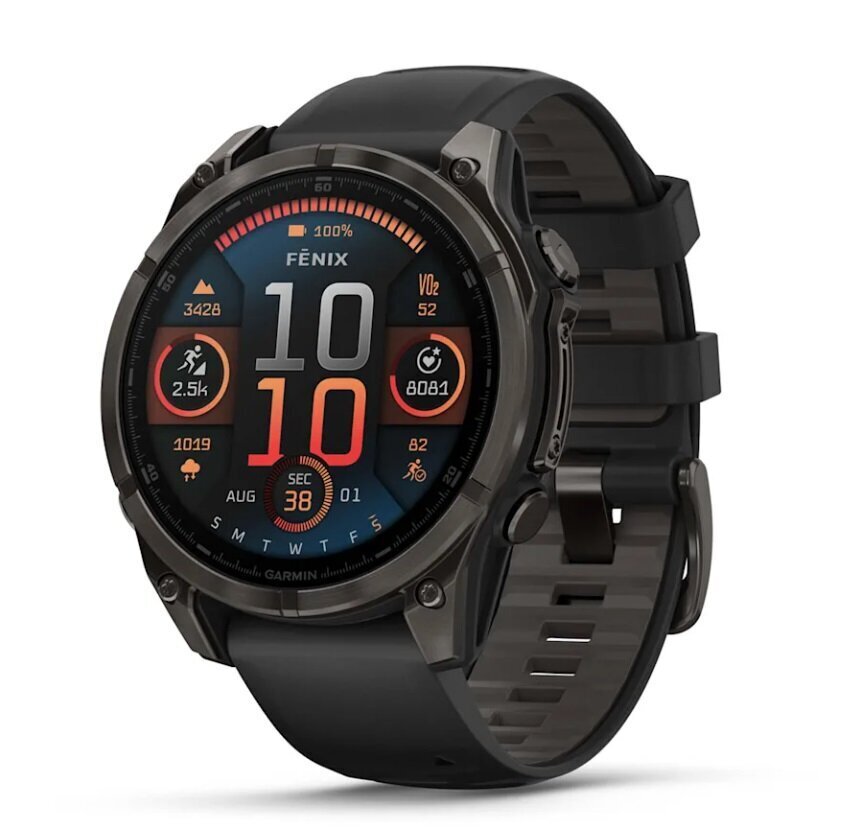 Garmin fēnix® 8 – 47mm AMOLED Sapphire Carbon grey DLC titanium with Black/pebble grey silicone band цена и информация | Nutikellad (smartwatch) | kaup24.ee