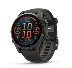 Garmin fēnix® 8 – 43мм AMOLED Sapphire Carbon grey DLC titanium with Black/pebble grey silicone band цена и информация | Смарт-часы (smartwatch) | kaup24.ee