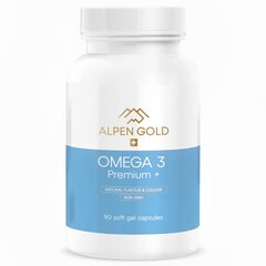 Toidulisand Alpen Gold Omega 3 Premium+ 1000mg EPA 500mg/DHA 250mg, 90 kapslit цена и информация | Витамины, пищевые добавки, препараты для хорошего самочувствия | kaup24.ee