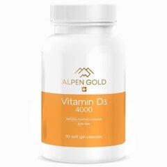 Toidulisand Alpen Gold Vitamin D-3 4000, 90 kapslit цена и информация | Витамины, пищевые добавки, препараты для хорошего самочувствия | kaup24.ee