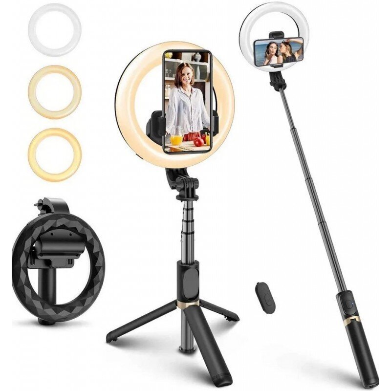 Selfie-pulk rõngaslambi LED-iga – 2 in 1 hind ja info | Selfie sticks | kaup24.ee