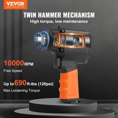 Vevor suruõhu löökmutrivõti, 10000 p/min, 90-120PSI hind ja info | Käsitööriistad | kaup24.ee