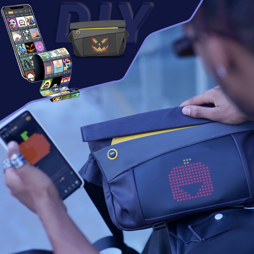 Divoom Pixoo Sling Bag V Premium Ilmastikukindel LED-Piksli Kunsti Ekraan ja Rakenduse Kontroller Must цена и информация | Spordikotid, seljakotid | kaup24.ee