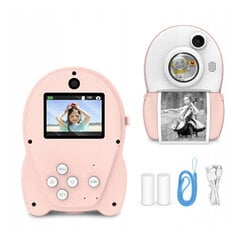 Shona KCP04 2in1 Kids video/fotokaamera Full HD 1080p ja termoprinter + 2tk rullid roosa hind ja info | Fotoaparaadid | kaup24.ee