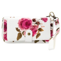 Evelatus Eco Leather Zipper Wallet magnetilise telefonifikseeringuga & käerihm Flower White hind ja info | Telefoni kaaned, ümbrised | kaup24.ee