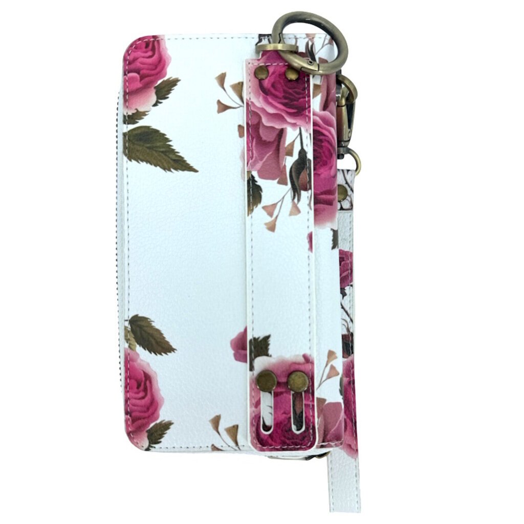 Evelatus Eco Leather Zipper Wallet magnetilise telefonifikseeringuga & käerihm Flower White цена и информация | Telefoni kaaned, ümbrised | kaup24.ee