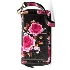 Evelatus Eco Leather Zipper Wallet magnetilise telefonifikseeringuga & käerihm Flower Must hind ja info | Telefoni kaaned, ümbrised | kaup24.ee