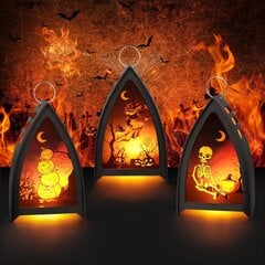 Halloweeni laternad 3tk, kõrvitsa stiilis, kolju, nõia stiilis, 9,5*6,3*15cm цена и информация | Праздничные декорации | kaup24.ee