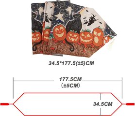 Halloweeni laudlina, must kass nõia stiilis, 33*180cm цена и информация | Праздничные декорации | kaup24.ee