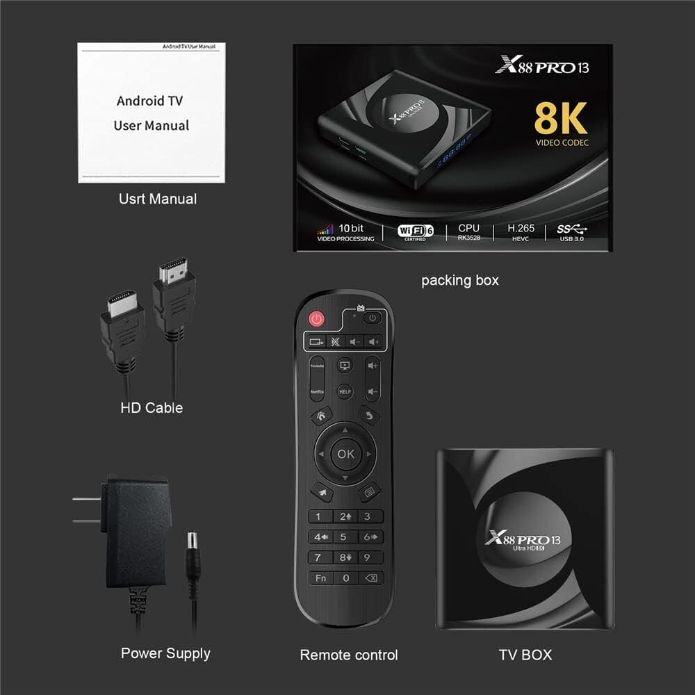 Farrot Smart TV Box multimeediumipleier Android 13.0 Quad Core 2GB 16GB, 64bit 8K WiFi 6 2.4G/5.8G BT5.0 HDR10+ 3D USB3.0, mini-juhtmevaba klaviatuuriga цена и информация | Meediamängijad ja tarvikud | kaup24.ee