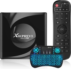 Farrot Smart TV Box multimeediumipleier Android 13.0 Quad Core 2GB 16GB, 64bit 8K WiFi 6 2.4G/5.8G BT5.0 HDR10+ 3D USB3.0, mini-juhtmevaba klaviatuuriga hind ja info | Meediamängijad ja tarvikud | kaup24.ee