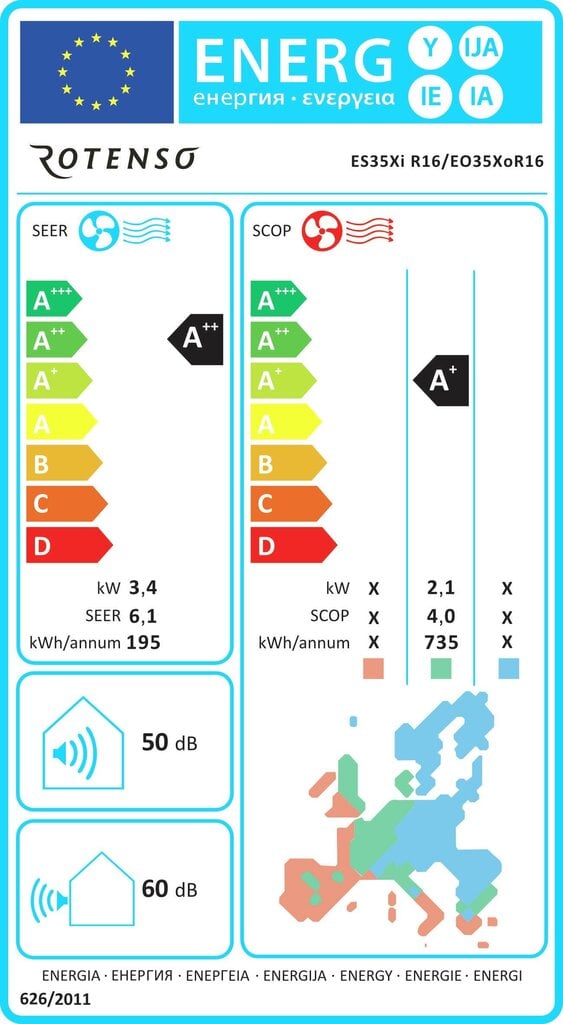 Õhukonditsioneer/soojuspump Rotenso Elis 3.5kW E35Xi/O + EO35Xo цена и информация | Õhksoojuspumbad, konditsioneerid | kaup24.ee