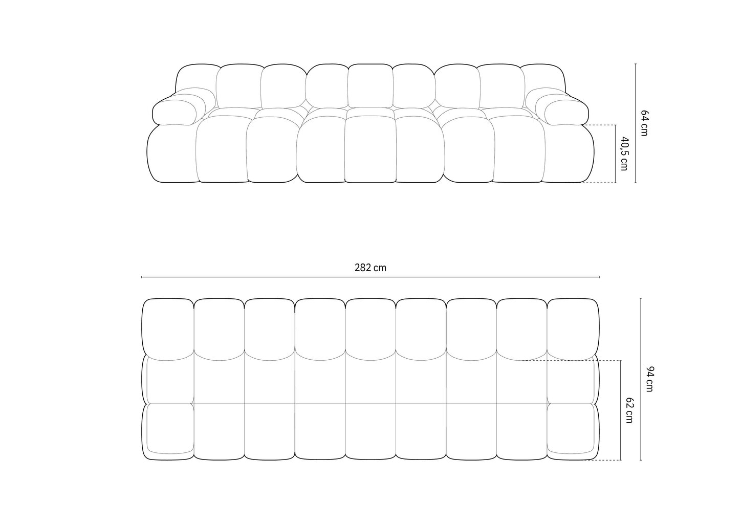 Modulaarne diivan Micadoni Bellis, 282x94x64 cm, pruun hind ja info | Diivanid ja diivanvoodid | kaup24.ee