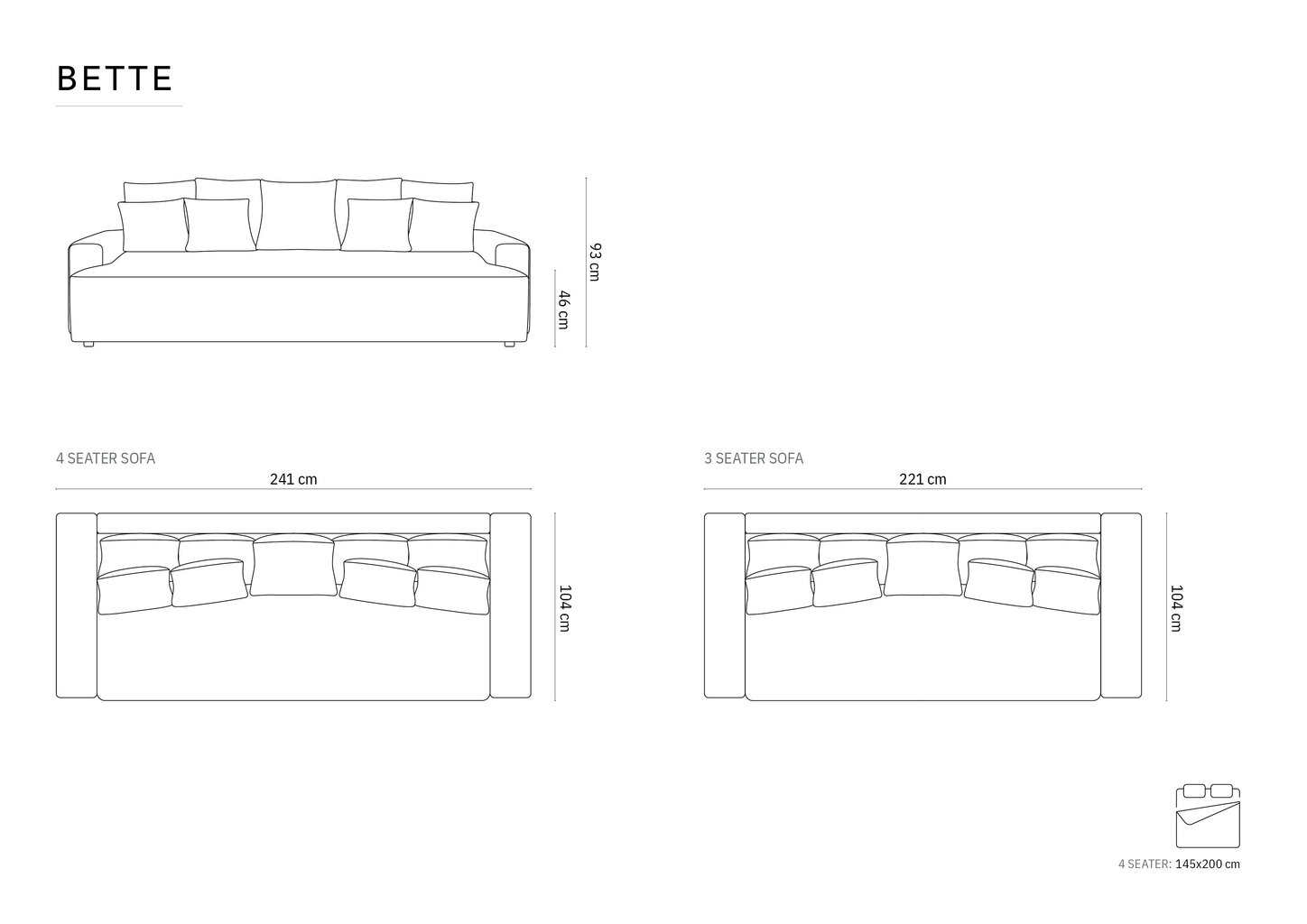 Diivan Micadoni Bette, 221x104x93 cm, liivavärvi hind ja info | Diivanid ja diivanvoodid | kaup24.ee