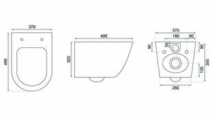 Подвесной унитаз Rea Carlo Mini Rimless Flat, Черный цвет цена и информация | Унитазы | kaup24.ee