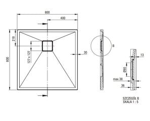 Квадратный душевой поддон Deante Correo, 80x80 см цена и информация | Стойки для душа | kaup24.ee