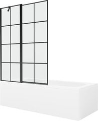 Vonia Mexen Vega su apdaila ir stiklo sienele, 180x80 cm + 120 cm, White+Black grid цена и информация | Ванны | kaup24.ee