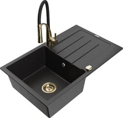 Graniidist köögivalamu Mexen Bruno segisti ja sifooniga, metallic black/silver/black/gold цена и информация | Раковины на кухню | kaup24.ee