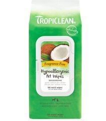 Salvrätikud Tropiclean Hypoallergenic Wipes, 100 tk. hind ja info | Karvahooldustooted loomadele | kaup24.ee