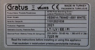 Gratus VEE6014 hind ja info | Elektripliidid | kaup24.ee