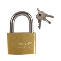 Padlock messingist SLIM 63mm 3 võtit hind ja info | Ukselingid | kaup24.ee